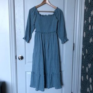 Shop Stevie Hender Smocked Midi Dress